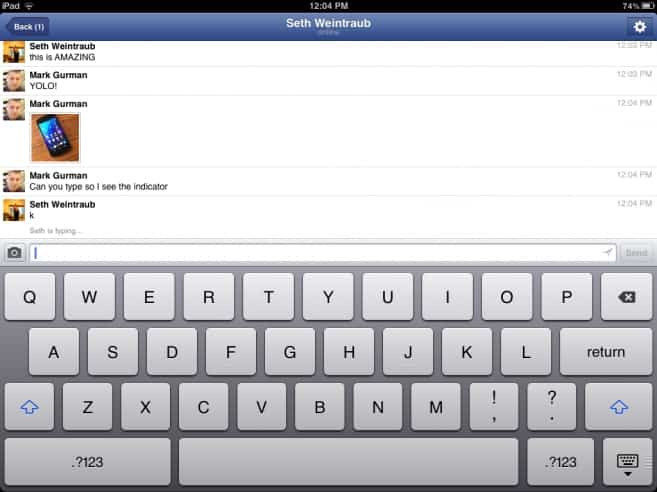 FacebookMessengeriPadBeta