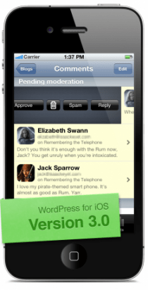 wordpress ios 3 0 swipe to moderate
