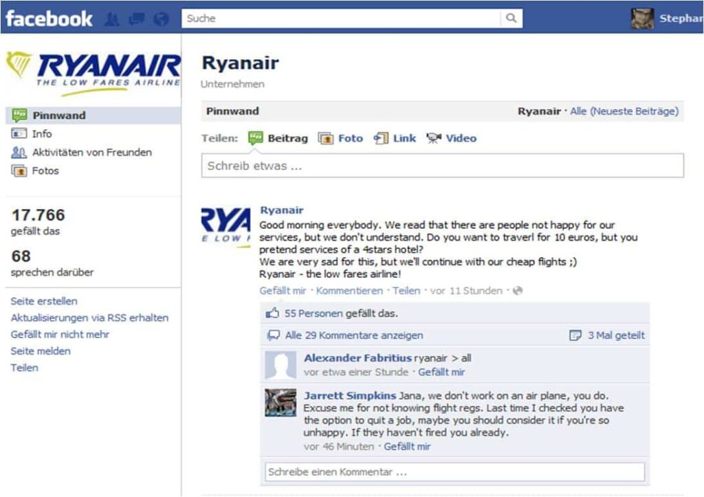 ryanair facebook