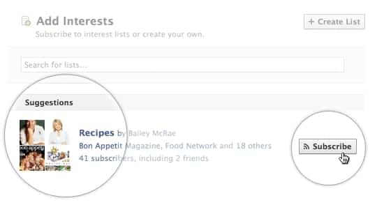 listas intereses Facebook