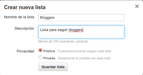listas Twitter