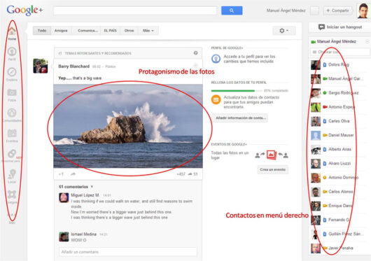 rediseño facebook google plus