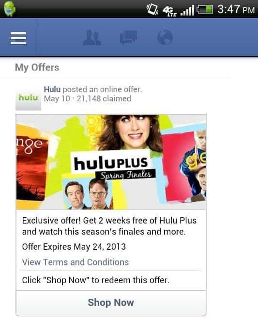 Facebook offers