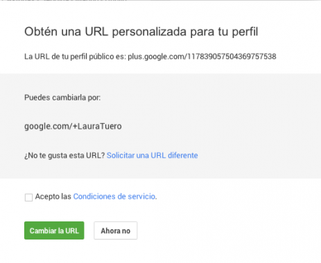 Elegir url Google+