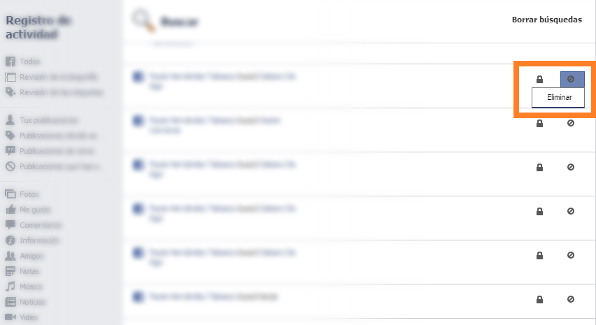 cómo eliminar el historial de facebook 5