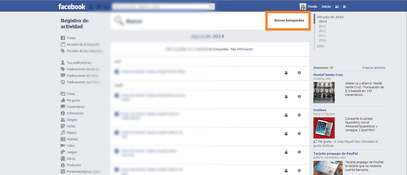 cómo eliminar el historial de facebook 6