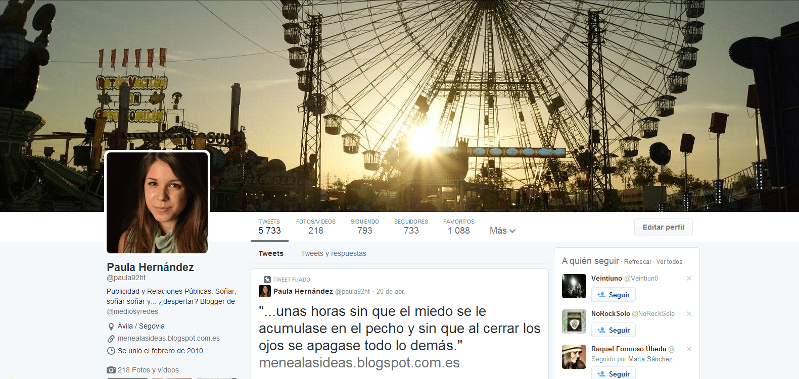 Nuevo perfil Twitter