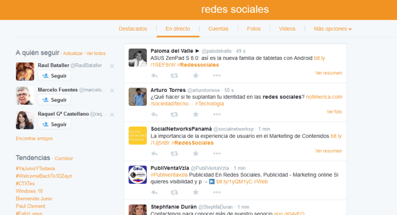 en directo, twitter