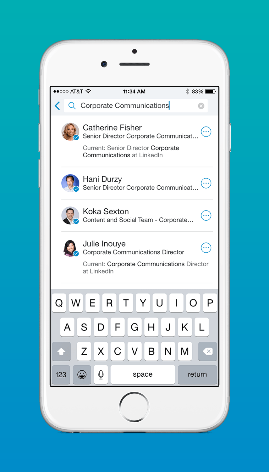 Directorio empleados con Linkedin Lookup en iPhone 6