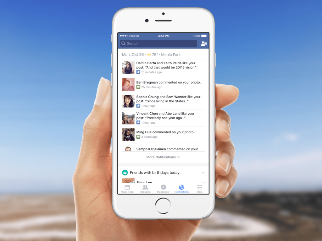 notificaciones de Facebook