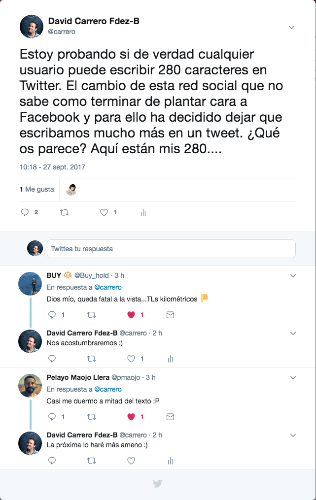 Twitter amplía a 280 caracteres, ¡convierte tu cuenta ahora! 3 280 caracteres twitter carrero.