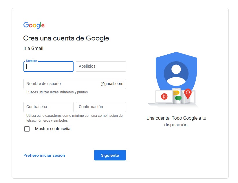Pasos para registrar una nueva cuenta en Gmail 2 crear cuenta gmail 2