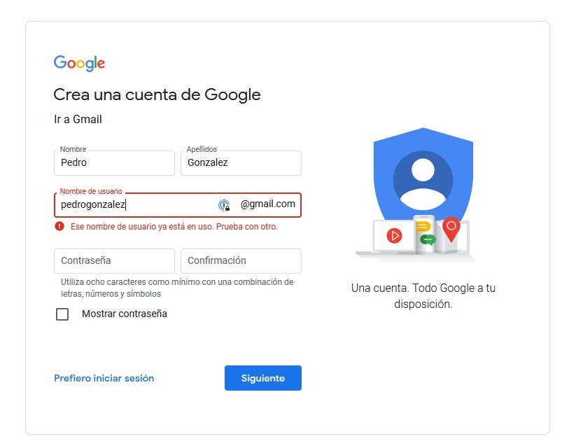 Pasos para registrar una nueva cuenta en Gmail 3 crear cuenta gmail 3