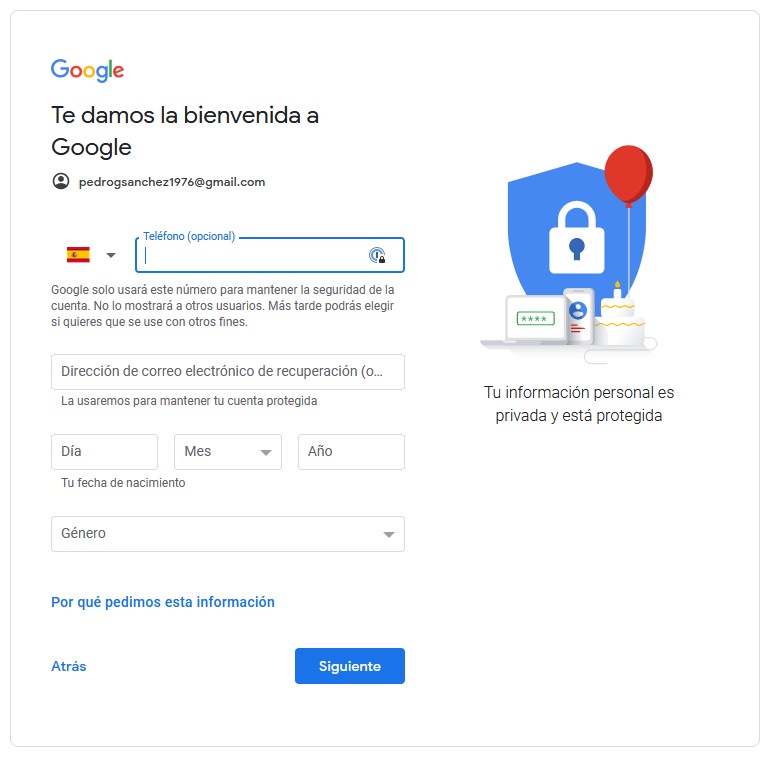 Pasos para registrar una nueva cuenta en Gmail 6 crear cuenta gmail 6