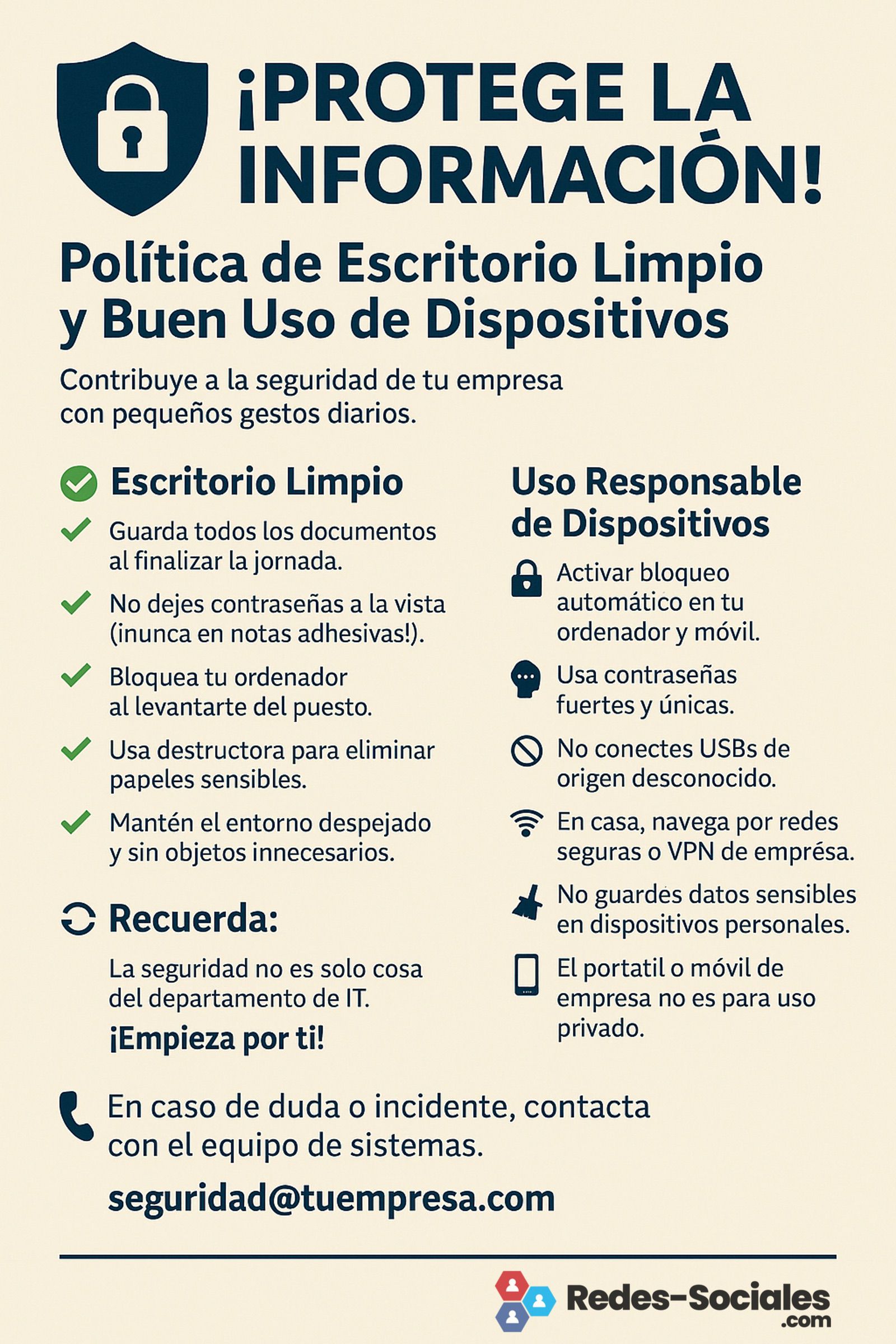 Seguridad en el trabajo: cómo un escritorio limpio y un uso responsable de los dispositivos protegen tu empresa 1 Protege tu información