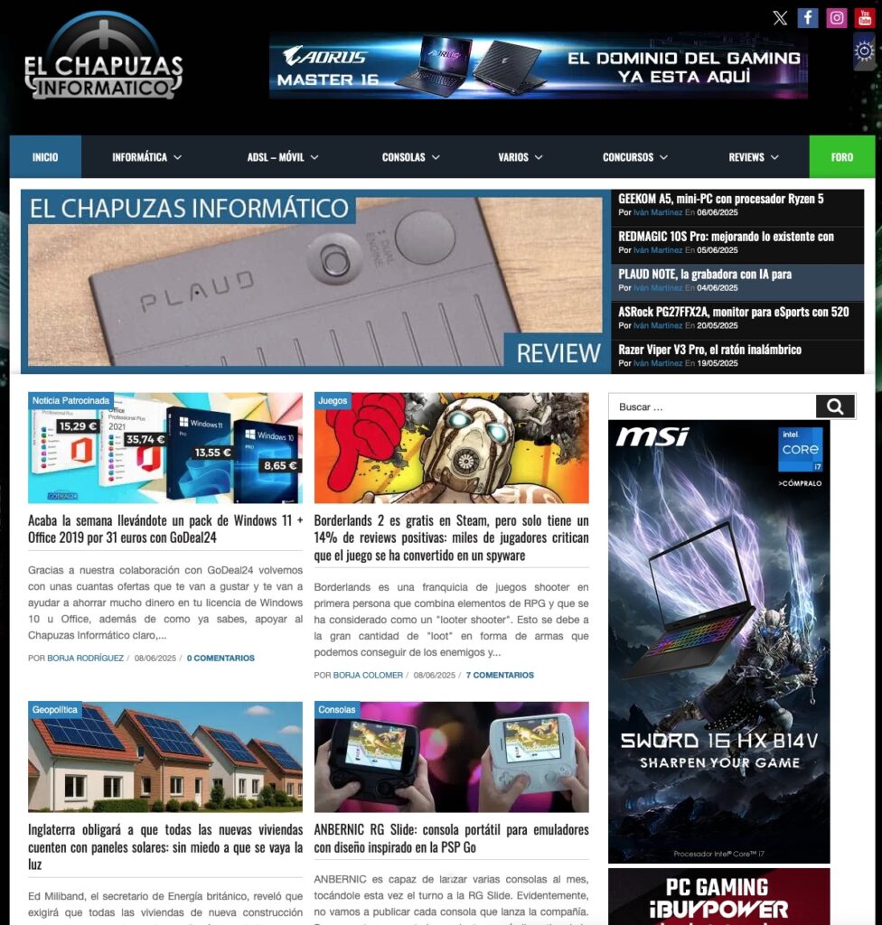 El Chapuzas Informático: una década siendo referencia en hardware, tecnología y debate en España 1 captura web el chapuzas informatico