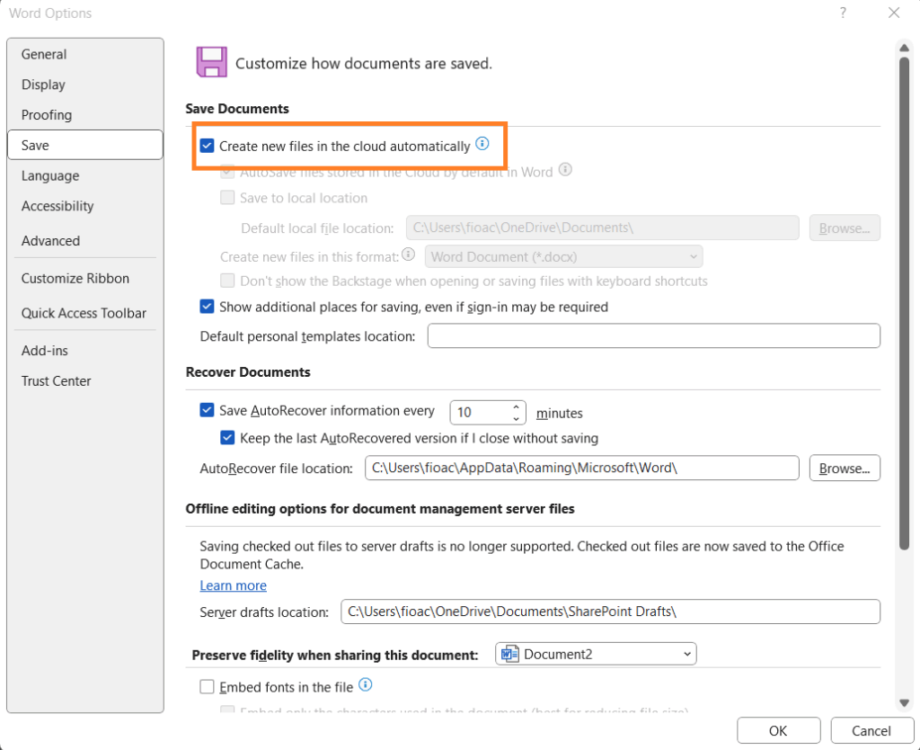 Microsoft fuerza el guardado en la nube: Word, Excel y PowerPoint perderán la opción local por defecto 2 Save Options Microsoft Word