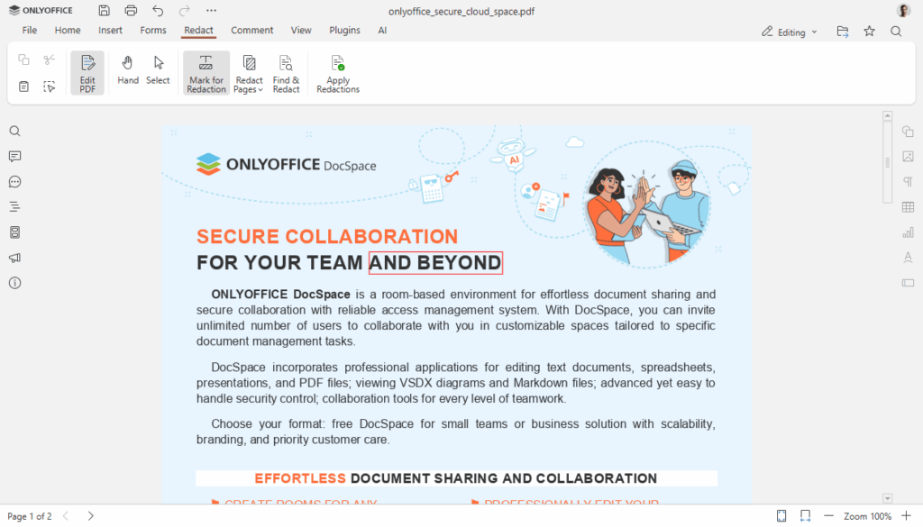onlyoffice redact